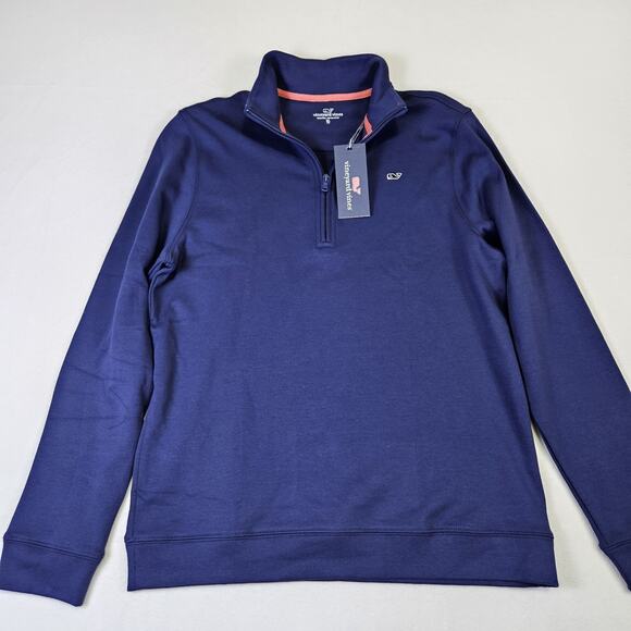 Vineyard Vines Boys Half Zip Pullover Deep Bay Blue Lightweight Sweatshirt XL 18 - Picture 1 of 13